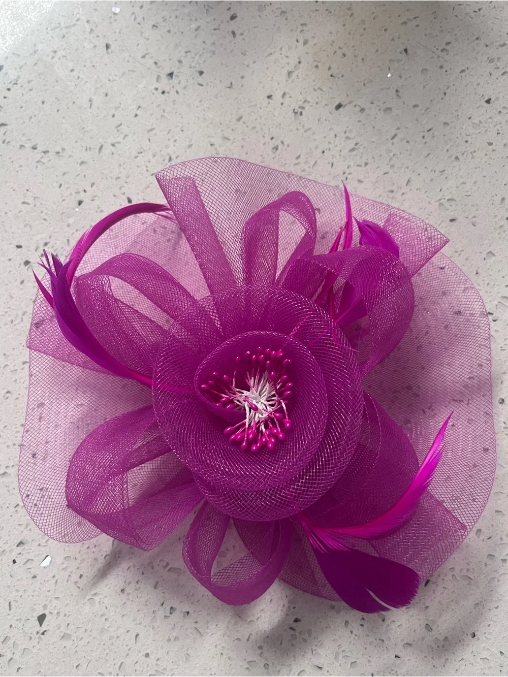 Fuchsia Floral Mesh Hair Clip